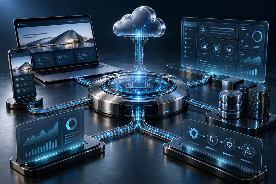 Business systems and automation — illustrative solution visual
